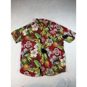Ohio State Buckeyes Football Hawaiian Shirt Men's Large Viscose Camp READ